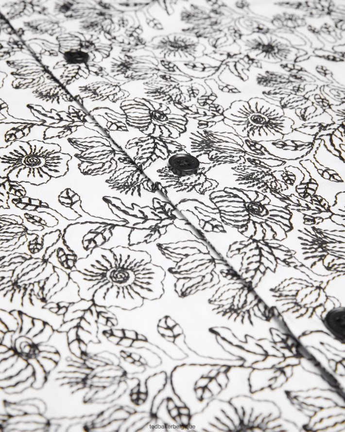 être Ted Baker Hommes chemise brodée à manches courtes Mulben blanc FR8J421544 vêtements