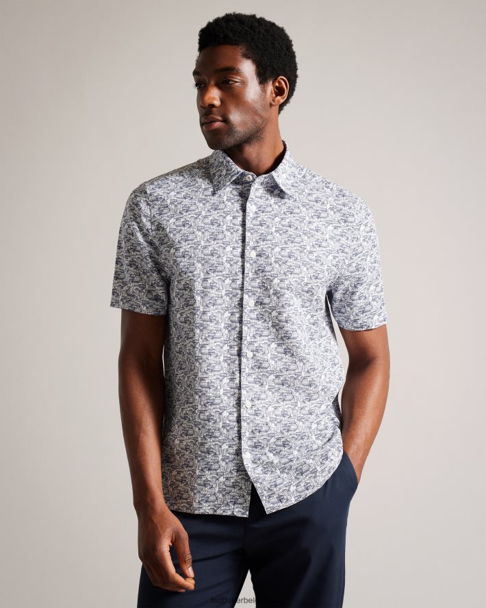 être Ted Baker Hommes chemise à effet de serre à manches courtes laghy bleu clair FR8J421547 vêtements