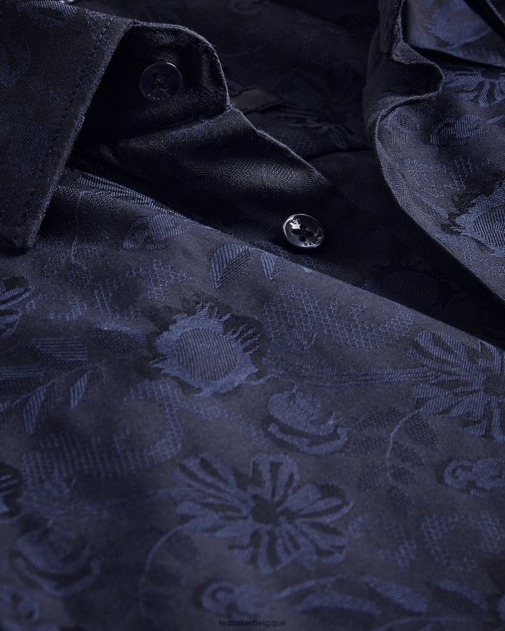 être Ted Baker Hommes chemise en jacquard à fleurs cortoss marine FR8J421399 vêtements