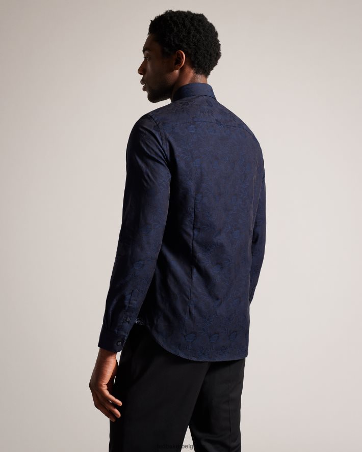 être Ted Baker Hommes chemise en jacquard à fleurs cortoss marine FR8J421399 vêtements