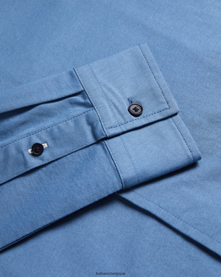 être Ted Baker Hommes chemise en jersey brillant à manches longues Marros bleu moyen FR8J421463 vêtements