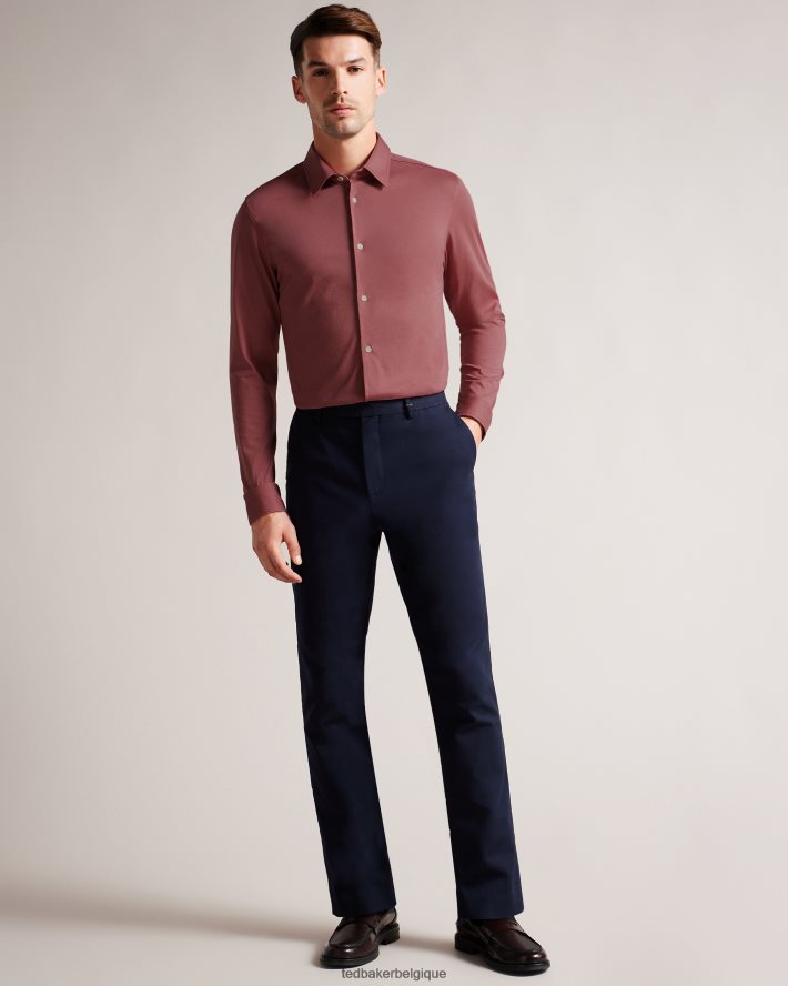 être Ted Baker Hommes chemise en jersey brillant à manches longues Marros rose moyen FR8J421583 vêtements