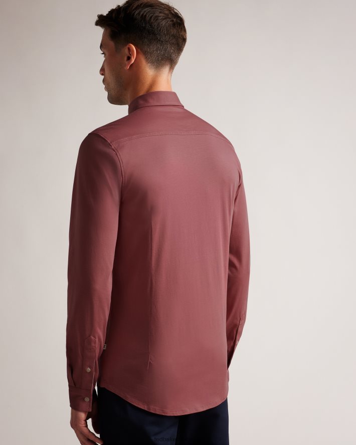 être Ted Baker Hommes chemise en jersey brillant à manches longues Marros rose moyen FR8J421583 vêtements
