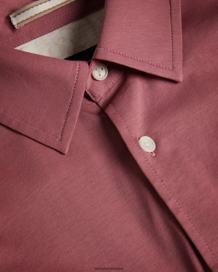 être Ted Baker Hommes chemise en jersey brillant à manches longues Marros rose moyen FR8J421583 vêtements