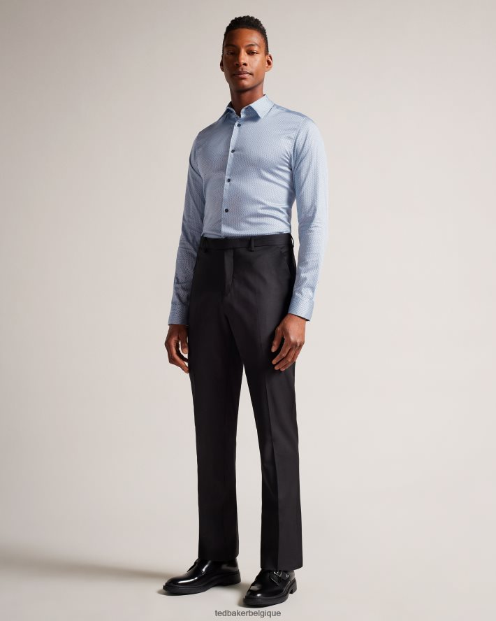 être Ted Baker Hommes chemise géo à chevrons à manches longues wanson bleu pâle FR8J421377 vêtements