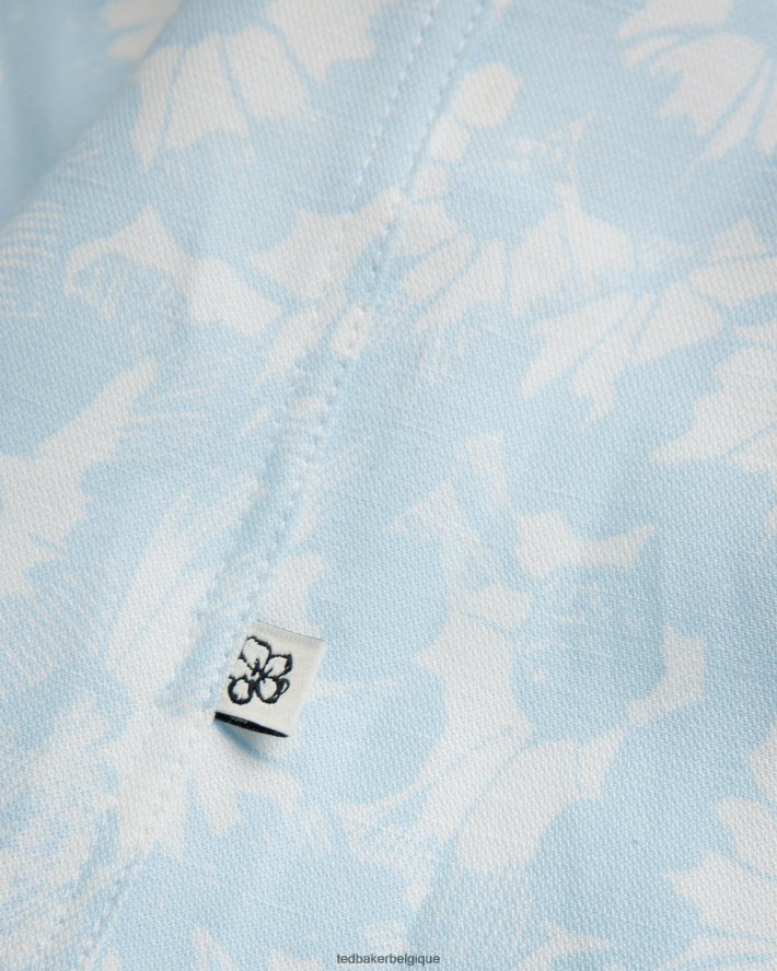 être Ted Baker Hommes chemise à imprimé floral en lin mélangé flaisby bleu clair FR8J421371 vêtements