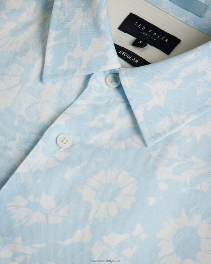 être Ted Baker Hommes chemise à imprimé floral en lin mélangé flaisby bleu clair FR8J421371 vêtements