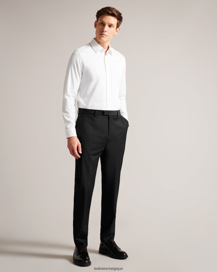 être Ted Baker Hommes chemise jacquard à manches longues letwell blanc FR8J421535 vêtements