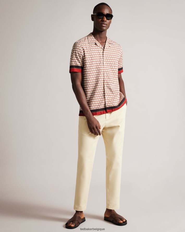 être Ted Baker Hommes chemise à manches courtes et imprimé à bordure géométrique braemar blanc FR8J421578 vêtements