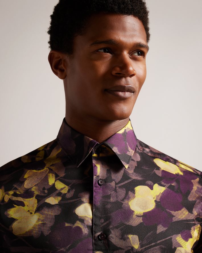 être Ted Baker Hommes chemise à manches longues à imprimé aquarelle multicolore FR8J421258 vêtements