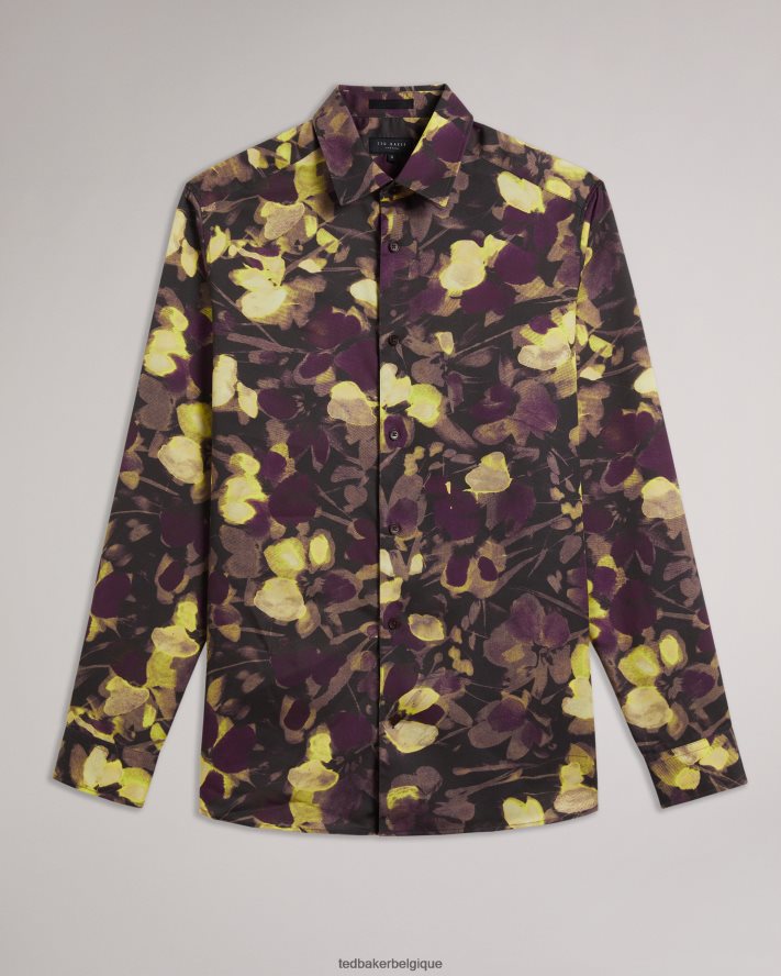 être Ted Baker Hommes chemise à manches longues à imprimé aquarelle multicolore FR8J421258 vêtements