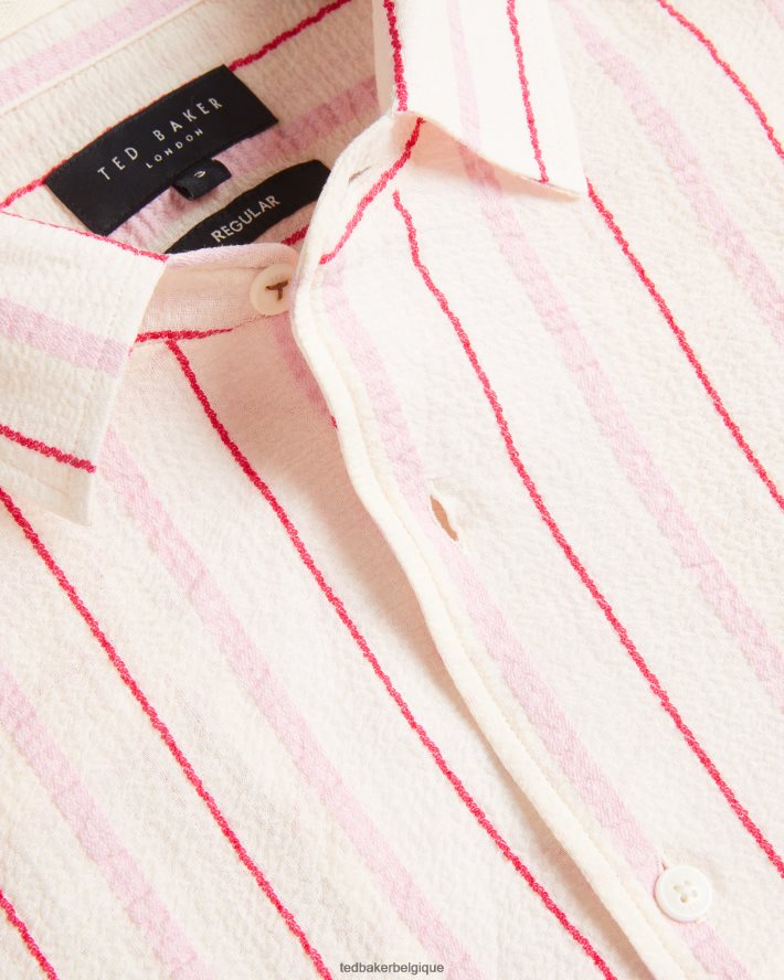 être Ted Baker Hommes chemise à rayures en seersucker hillma ss rose FR8J421616 vêtements