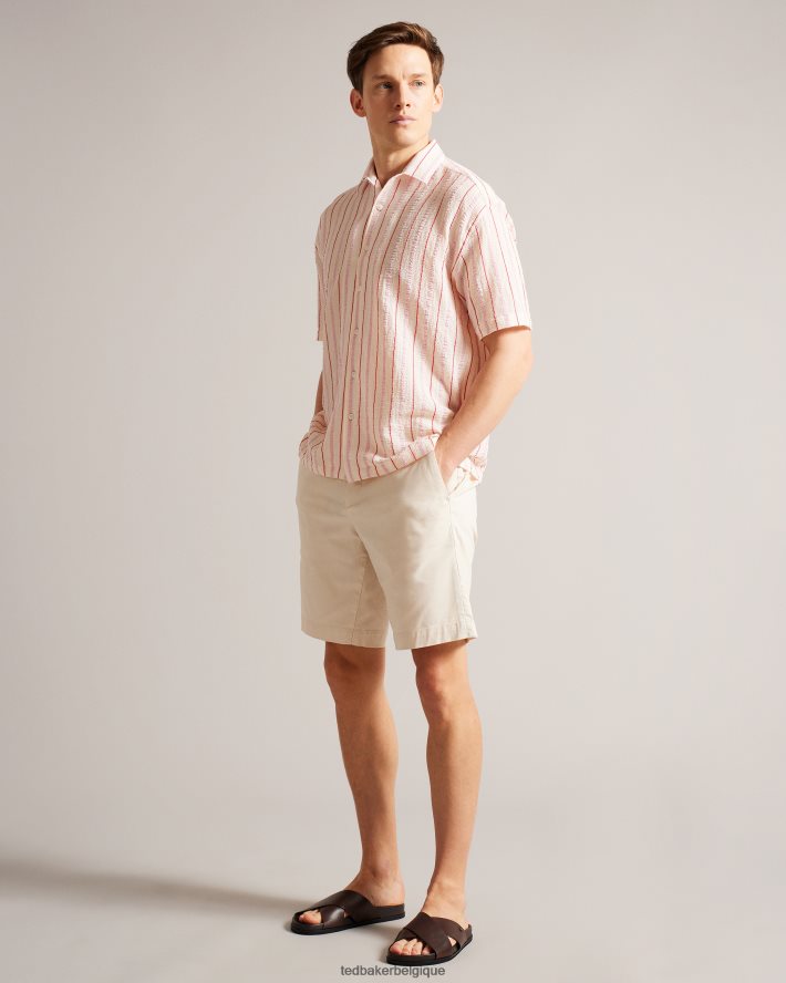 être Ted Baker Hommes chemise à rayures en seersucker hillma ss rose FR8J421616 vêtements