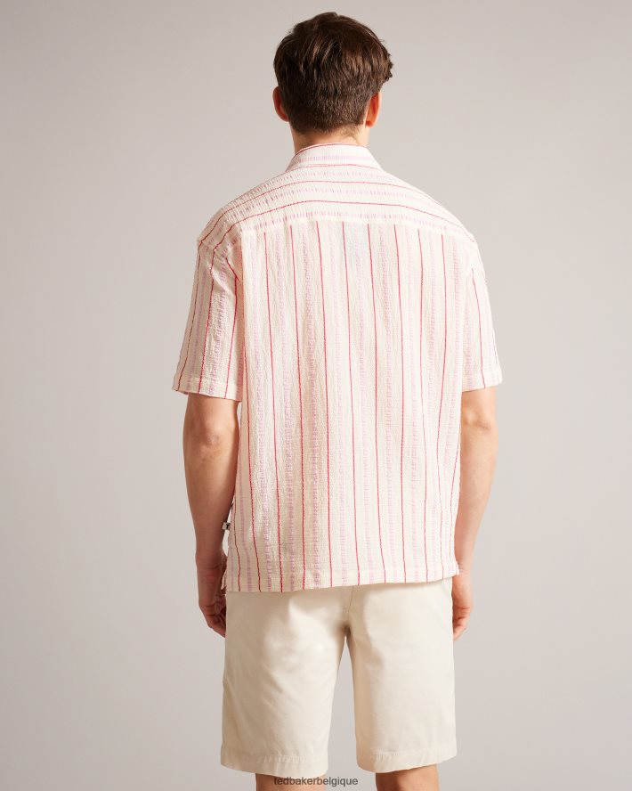 être Ted Baker Hommes chemise à rayures en seersucker hillma ss rose FR8J421616 vêtements