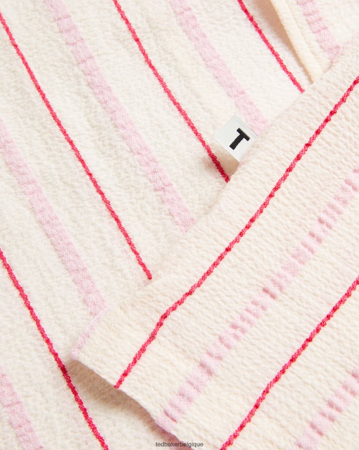 être Ted Baker Hommes chemise à rayures en seersucker hillma ss rose FR8J421616 vêtements