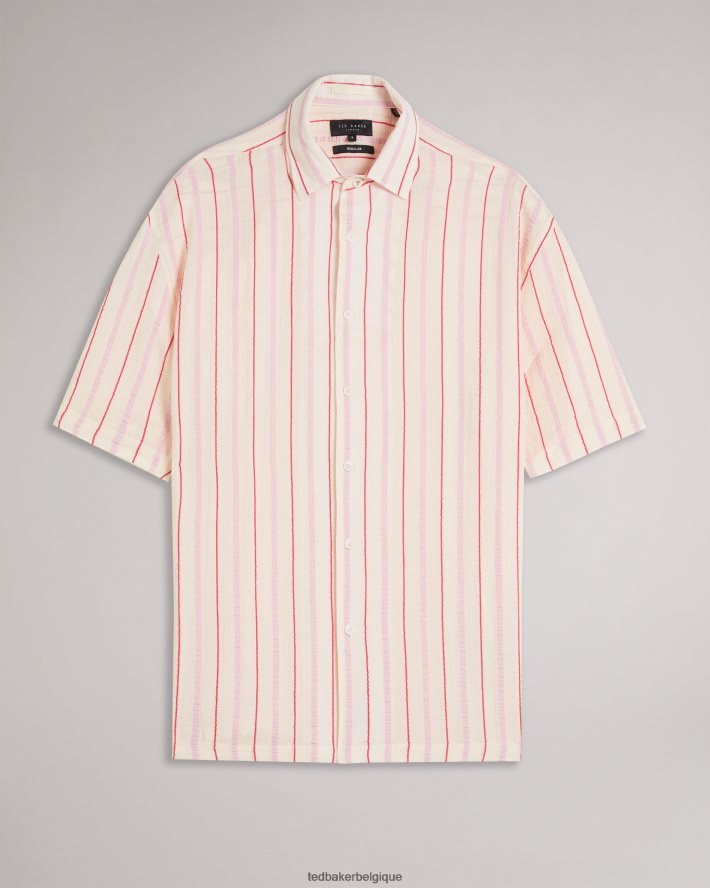 être Ted Baker Hommes chemise à rayures en seersucker hillma ss rose FR8J421616 vêtements