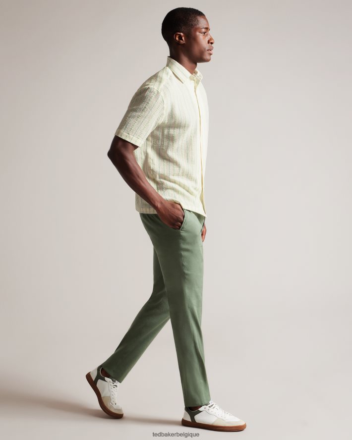 être Ted Baker Hommes chemise à rayures en seersucker hillma ss vert clair FR8J421325 vêtements