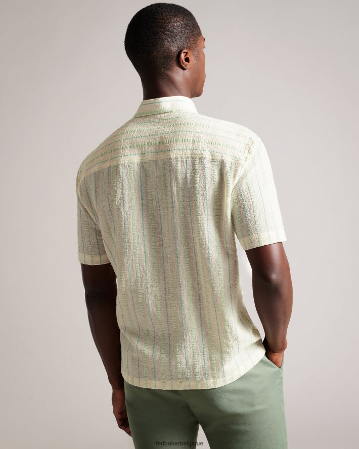 être Ted Baker Hommes chemise à rayures en seersucker hillma ss vert clair FR8J421325 vêtements