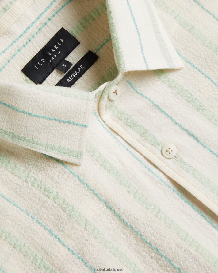 être Ted Baker Hommes chemise à rayures en seersucker hillma ss vert clair FR8J421325 vêtements