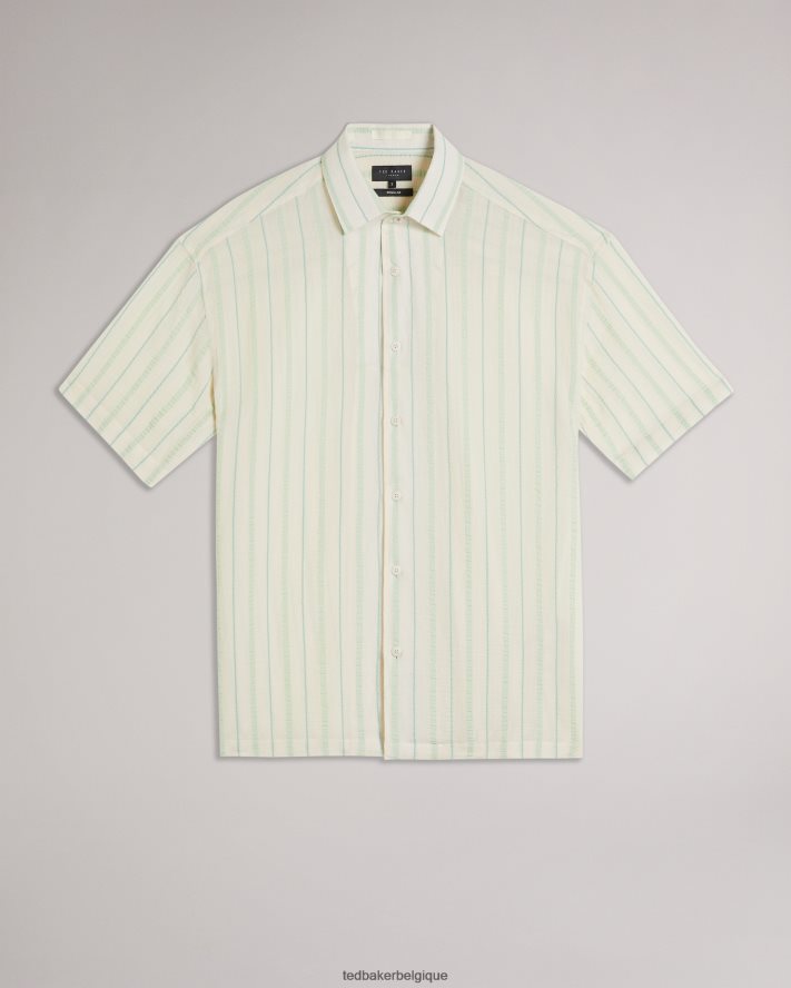 être Ted Baker Hommes chemise à rayures en seersucker hillma ss vert clair FR8J421325 vêtements