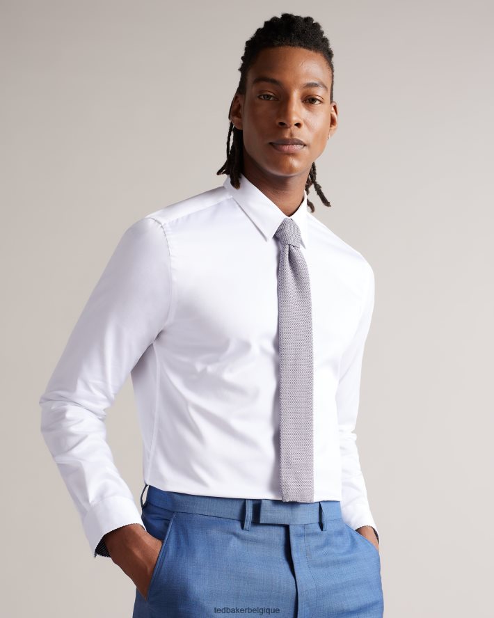 être Ted Baker Hommes chemise slim à manches longues holmess blanc FR8J421354 vêtements