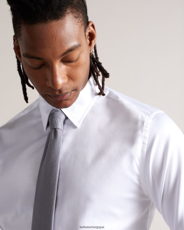 être Ted Baker Hommes chemise slim à manches longues holmess blanc FR8J421354 vêtements
