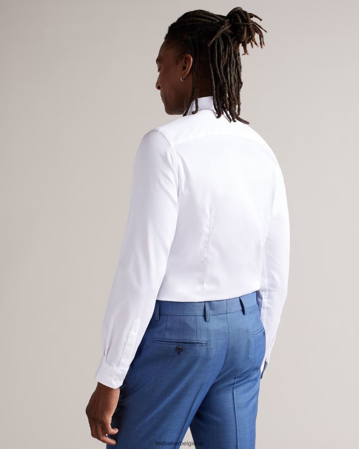 être Ted Baker Hommes chemise slim à manches longues holmess blanc FR8J421354 vêtements