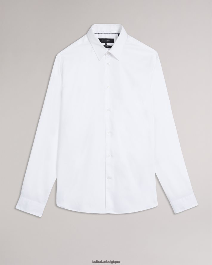 être Ted Baker Hommes chemise slim à manches longues holmess blanc FR8J421354 vêtements