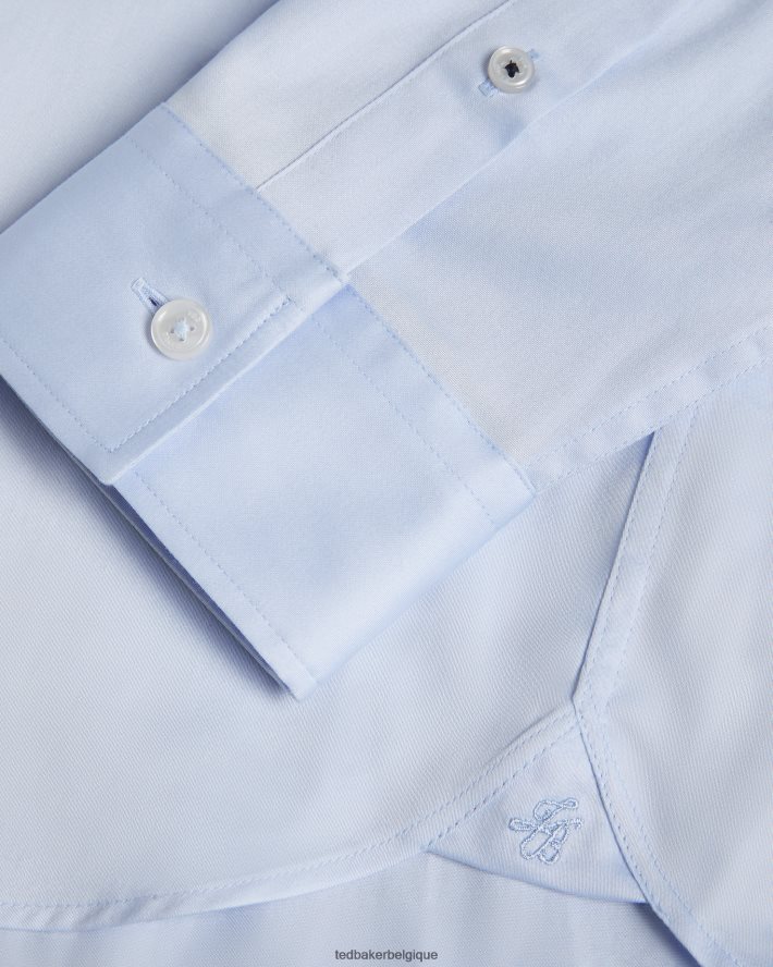 être Ted Baker Hommes chemise stretch en satin à manches longues bleu clair FR8J421481 vêtements