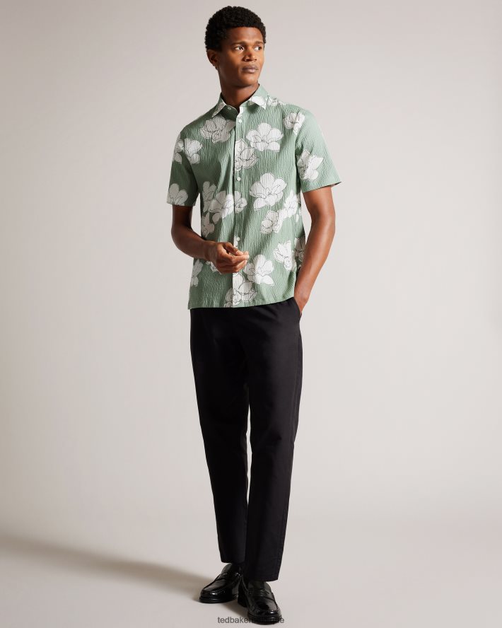 être Ted Baker Hommes coving - chemise à manches courtes à grand imprimé floral vert clair FR8J421375 vêtements