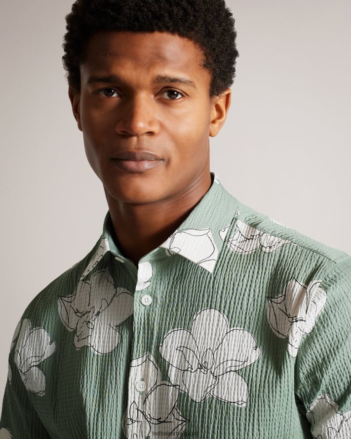 être Ted Baker Hommes coving - chemise à manches courtes à grand imprimé floral vert clair FR8J421375 vêtements