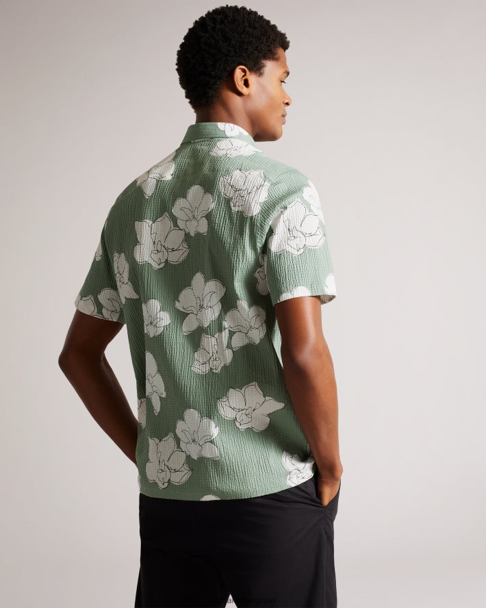 être Ted Baker Hommes coving - chemise à manches courtes à grand imprimé floral vert clair FR8J421375 vêtements
