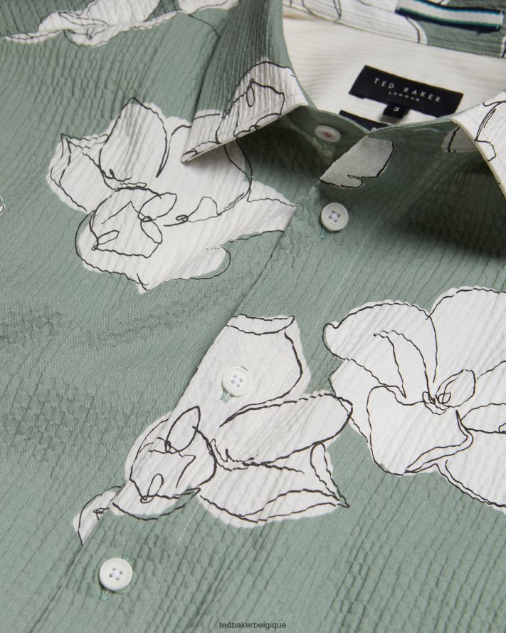 être Ted Baker Hommes coving - chemise à manches courtes à grand imprimé floral vert clair FR8J421375 vêtements