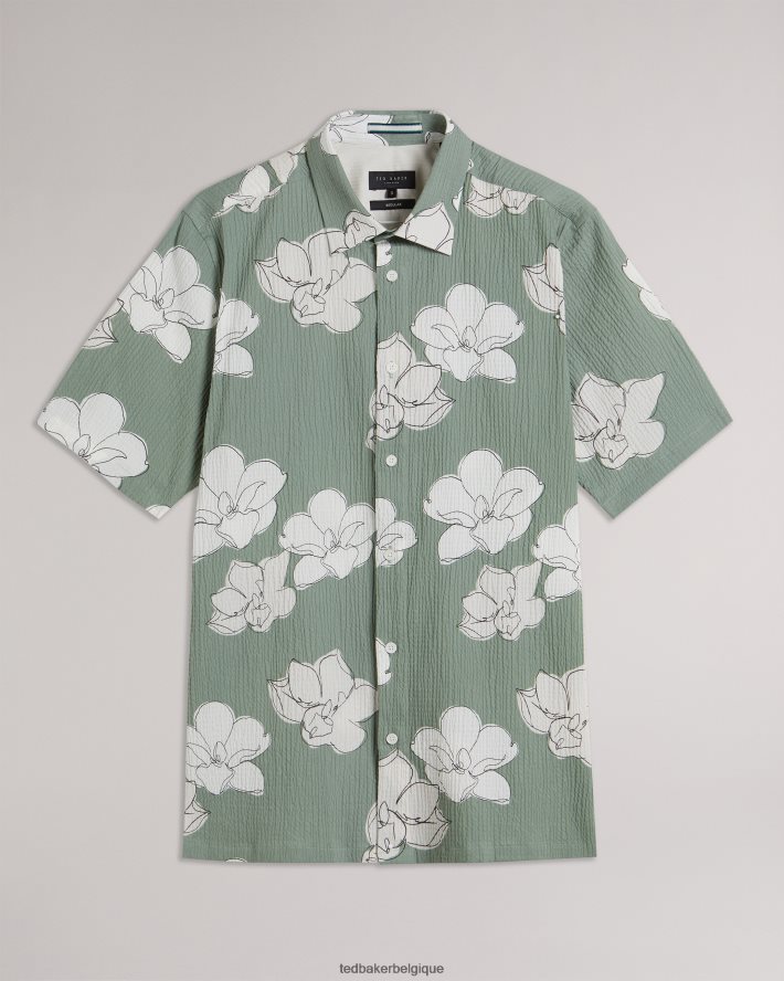 être Ted Baker Hommes coving - chemise à manches courtes à grand imprimé floral vert clair FR8J421375 vêtements