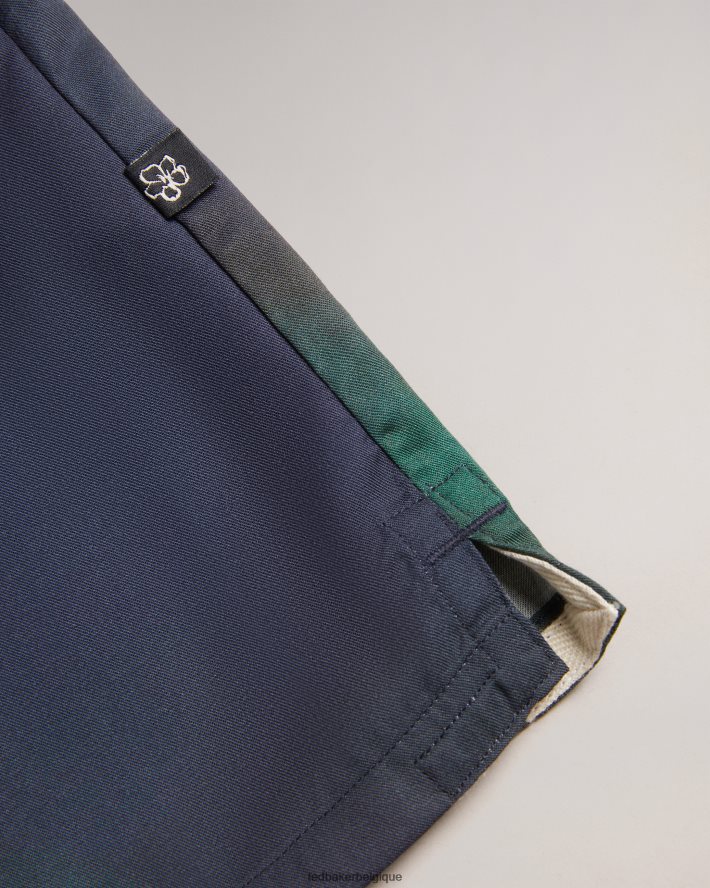 être Ted Baker Hommes evesho - chemise en lyocell à imprimé abstrait et manches courtes marine FR8J421621 vêtements