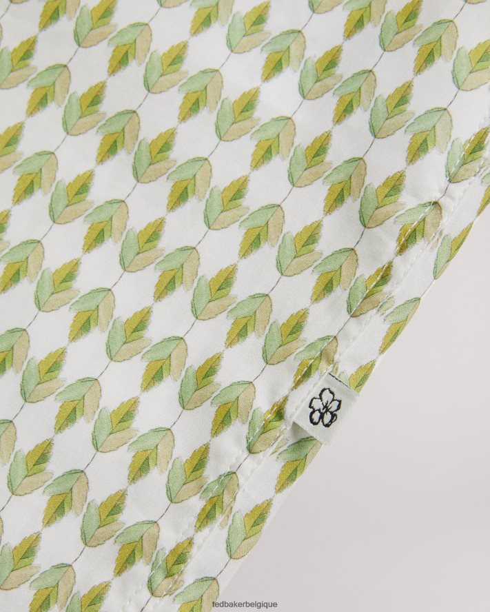 être Ted Baker Hommes furbo chemise à micro-feuilles à manches courtes olive FR8J421606 vêtements