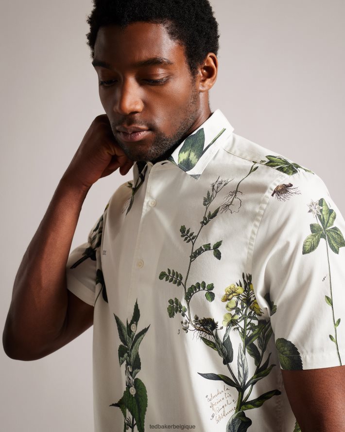 être Ted Baker Hommes gort - chemise à manches courtes à imprimé botanique écru FR8J421614 vêtements