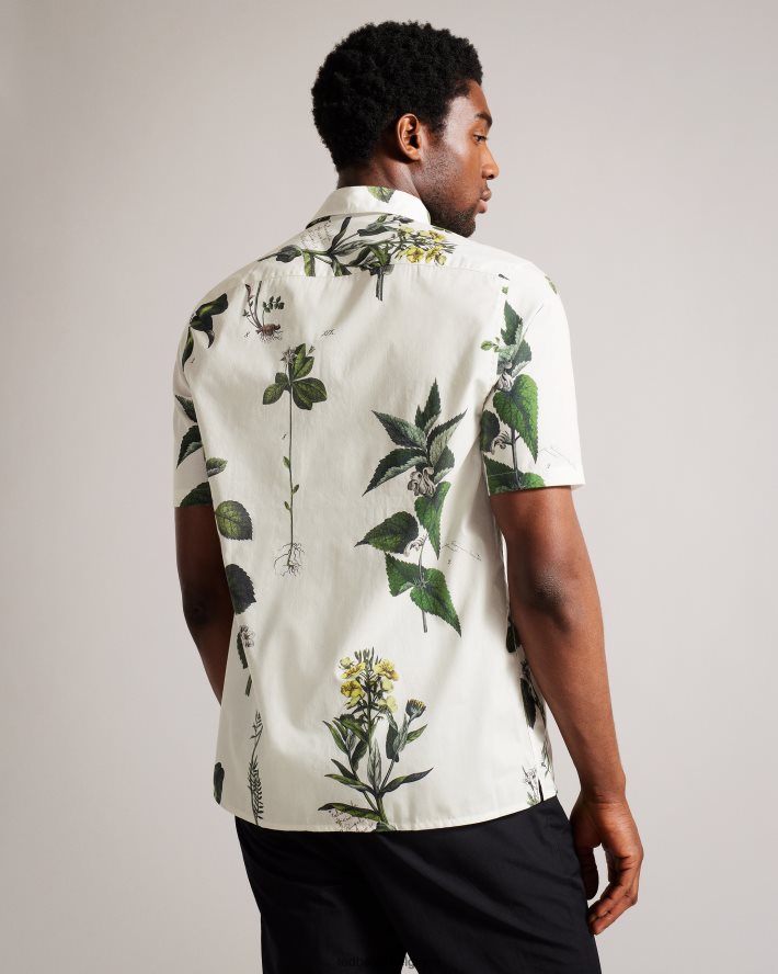 être Ted Baker Hommes gort - chemise à manches courtes à imprimé botanique écru FR8J421614 vêtements