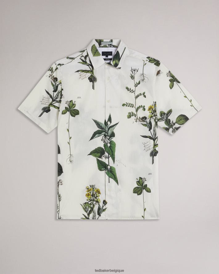 être Ted Baker Hommes gort - chemise à manches courtes à imprimé botanique écru FR8J421614 vêtements