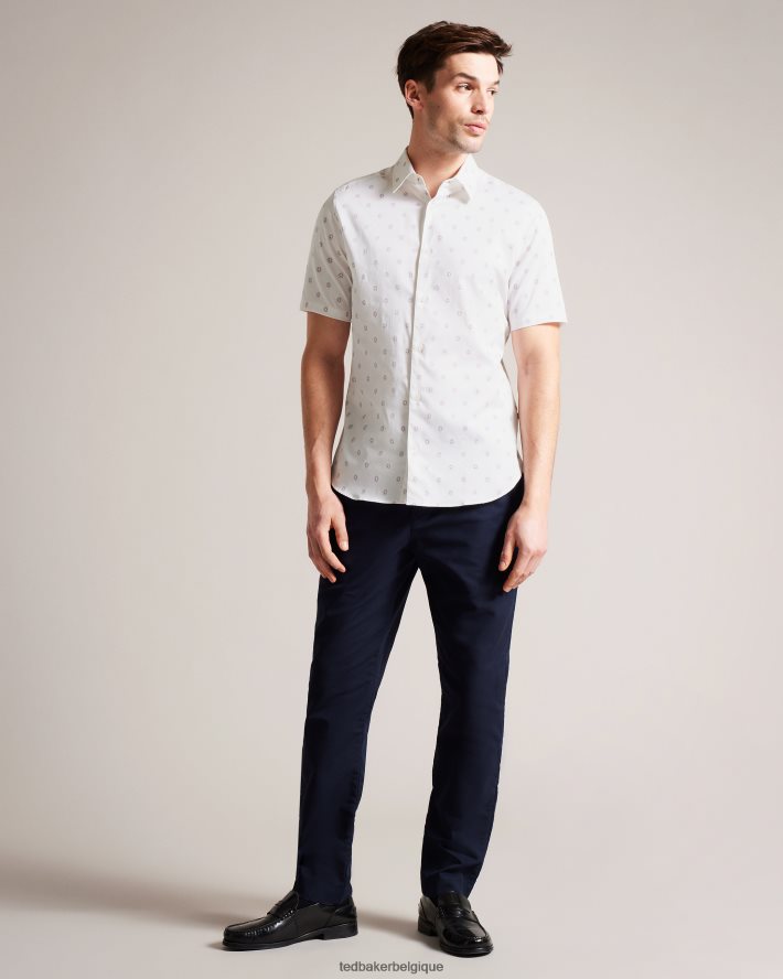 être Ted Baker Hommes kymsho chemise fleurie à manches courtes blanc FR8J421352 vêtements