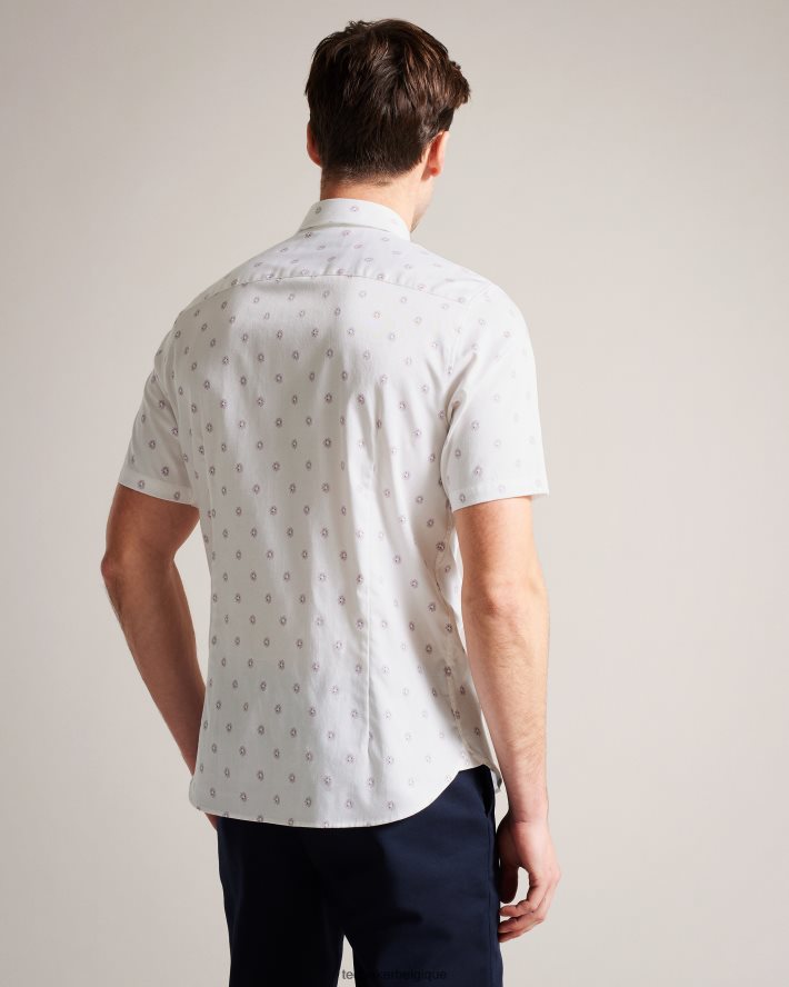 être Ted Baker Hommes kymsho chemise fleurie à manches courtes blanc FR8J421352 vêtements