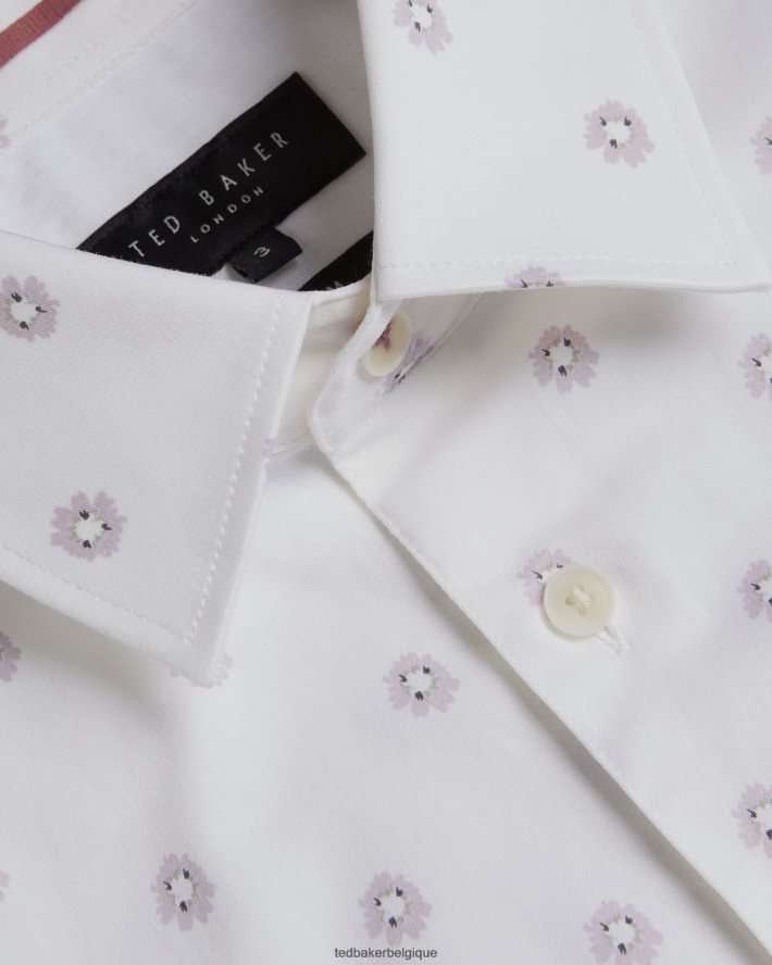 être Ted Baker Hommes kymsho chemise fleurie à manches courtes blanc FR8J421352 vêtements