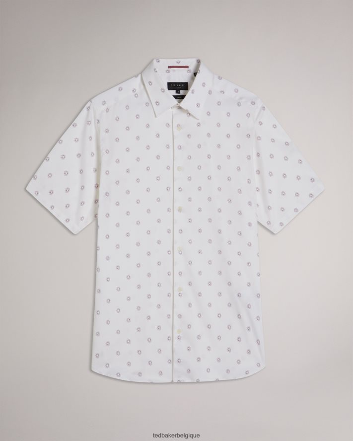 être Ted Baker Hommes kymsho chemise fleurie à manches courtes blanc FR8J421352 vêtements