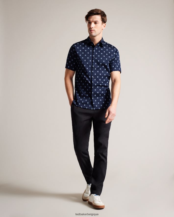 être Ted Baker Hommes kymsho chemise fleurie à manches courtes marine FR8J421350 vêtements
