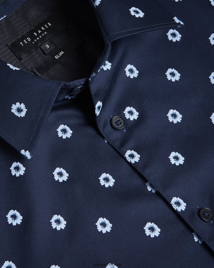 être Ted Baker Hommes kymsho chemise fleurie à manches courtes marine FR8J421350 vêtements