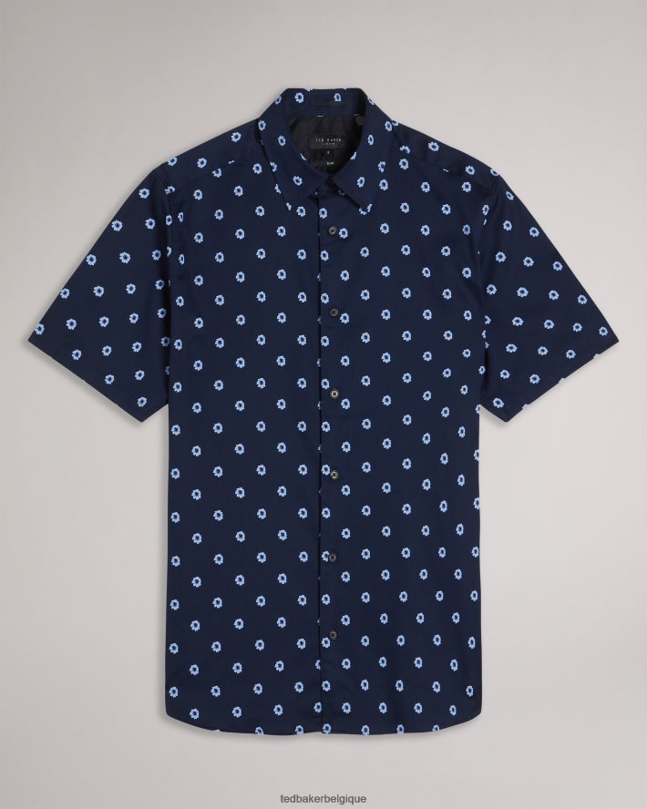 être Ted Baker Hommes kymsho chemise fleurie à manches courtes marine FR8J421350 vêtements