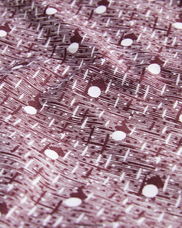 être Ted Baker Hommes macsho - chemise à pois à manches courtes bordeaux FR8J421215 vêtements