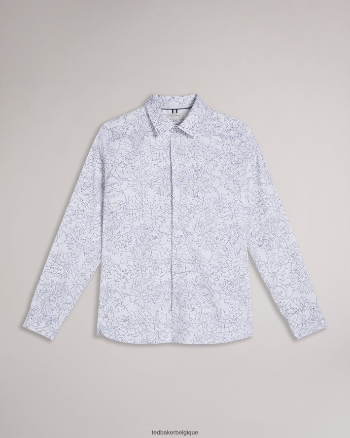 être Ted Baker Hommes neale - chemise à manches longues et imprimé floral blanc FR8J421603 vêtements