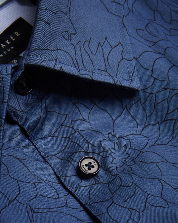 être Ted Baker Hommes neale - chemise à manches longues et imprimé floral marine FR8J421601 vêtements