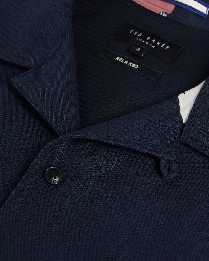 être Ted Baker Hommes neele chemise imprimée à fleurs à manches courtes marine FR8J421318 vêtements